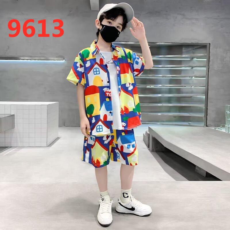 Boys' Hawaiian Floral Shirt & Shorts Set - Stylish Summer Beachwear for Kids
