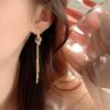 Luxury Long Tassel Dangle Zircon Drop Earrings for Women Gold Color Metal Snake Bone Earrings Christmas Jewelry Party Gifts
