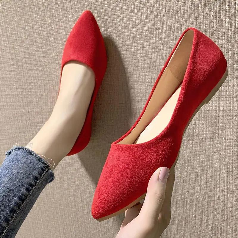 Fashion Wedding Bride Shoe Slip-on Women's Flat Shoes Pointed Toe Elegant Dress Beau Today Chic Point Comfortable Young Ladies Footwear