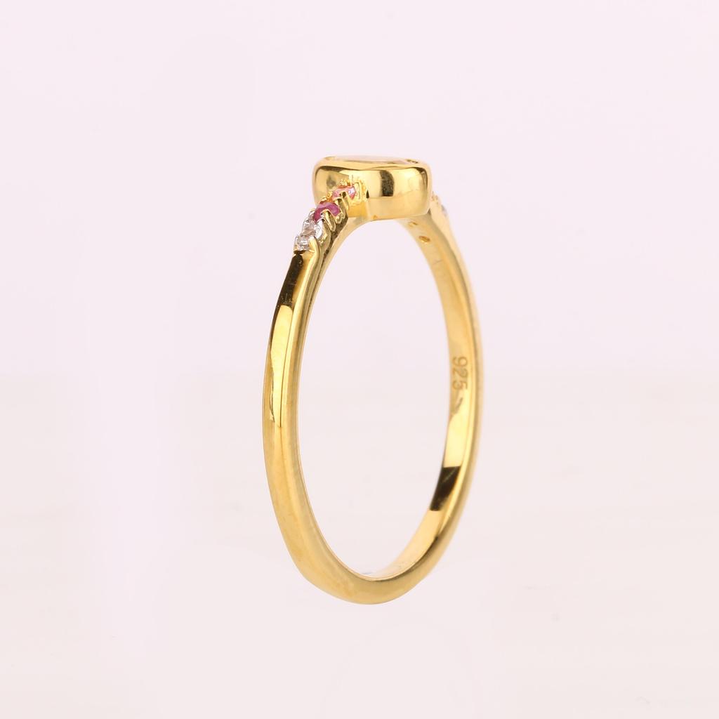 925 Sterling Silver Ring White Topaz Oval 5x3mm Pink Sapphire Ruby Multi Gem Rhodium or Yellow Gold Plated Women Jewelry