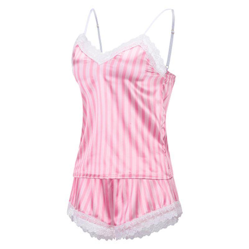 Sling Lace Striped Pajamas Two-Piece Set Sling Striped Pajamas Suit