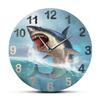 Hungry Great White Shark Wall Clock For Kids Room Sea Lift Art Home Décor Ocean Animal Aquarium Silent Non Ticking Wall A7F1O8