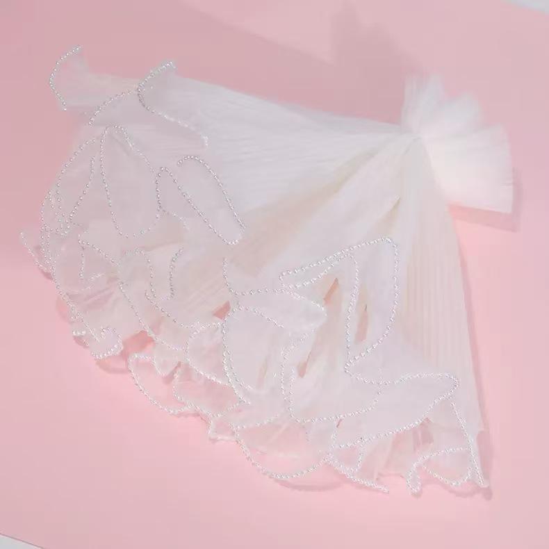 Valentine's Day 3D Ruffled Mesh Lace Flower Bouquet Wrap