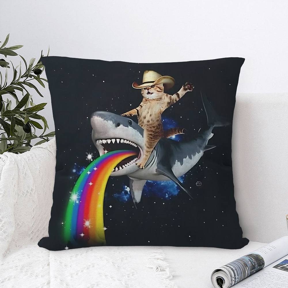 Funny Rainbow Cat Pillow Gift Home Office Decoration Pillow Bedroom Sofa Car Cushion CoverPillow Case