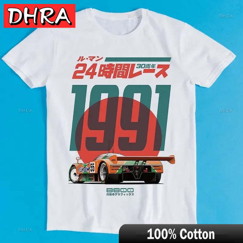 Japanese 787B Anniversary 30th Le Mans Retro Car Art Drawing Gamer Top Anime Cult Meme Movie Music Gift Cotton Tee Funny T Shirt