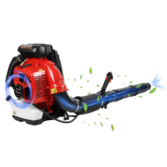 Backpack Gas Leaf Blower, 75.6cc 2 Stroke Engine, 850CFM, 200MPH, High Power Gasoline Leaf Blower, 2.3L Fuel Tank, Ergonomic Blower for Leaf, Sand,