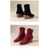 Fleece Warm Mid-heel Booties 2025 Winter New Plus-size Chunky Heel Side Zipper Martin Boots