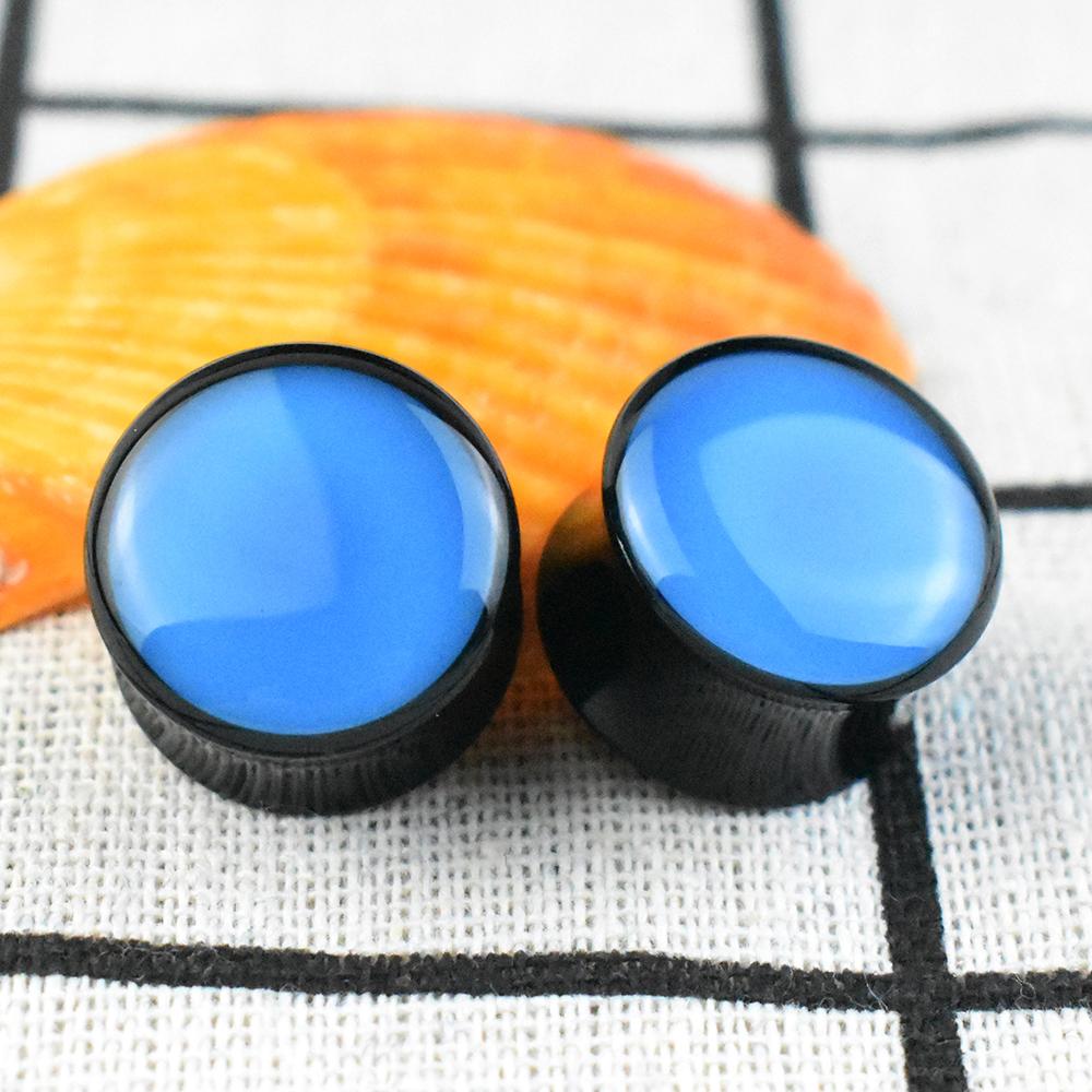 

2 шт. 6-50 мм 1 пара Цветные Черные Двусторонние Тоннели Плаги и Калибры Расширитель для Ушей Растяжка Пирсинг 6mm