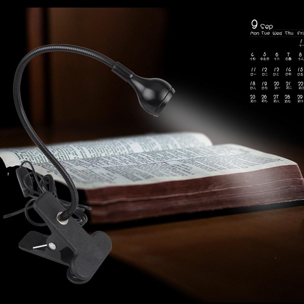 USB Clip-On Reading Light LED Flexible Bed Board Office Eye Caring Reading Lamp Warm Brightness