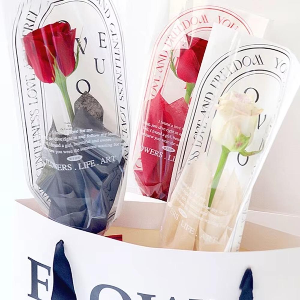 

20pcs Romantic Bouquet Packaging Bags Waterproof Floral Gift Bags Mother s Day чорний