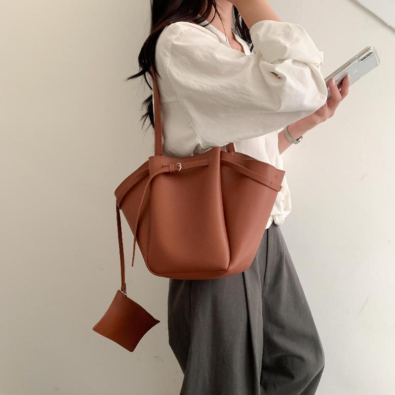

2025 Trendy Belt Buckle Deco Soft Leather Women s Tote Bag New Versatile Crossbody Bag Underarm Shoulder Bags with Wallet Pocket