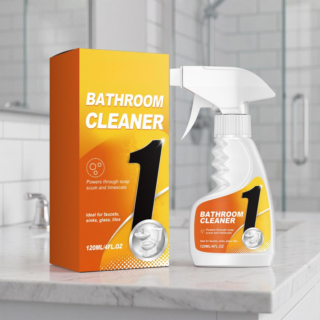 Bathroom Cleaner 120ml Spray Bottle Suitable for Faucets Sink Glass Tiles Removes Soap Scum and Hard Water Stains