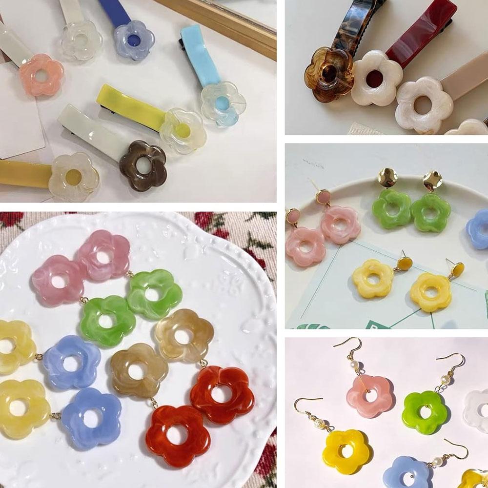 10/30/50Pcs Acrylic Flower Shape Spacer Beads 5-Petal Flower Loose Beads for DIY Necklaces Bracelets Jewelry Making Craft