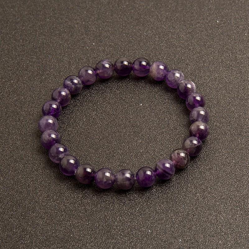 New European & American Style Cross Bracelet, 8MM Natural Stone Beaded Fashion Accessory