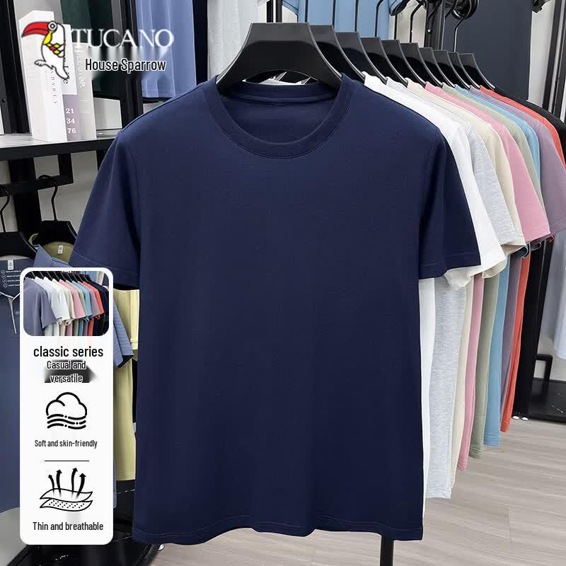 TUCANO Men s Silk Blend Casual Short Sleeve T-Shirt 2XL темно-синий
