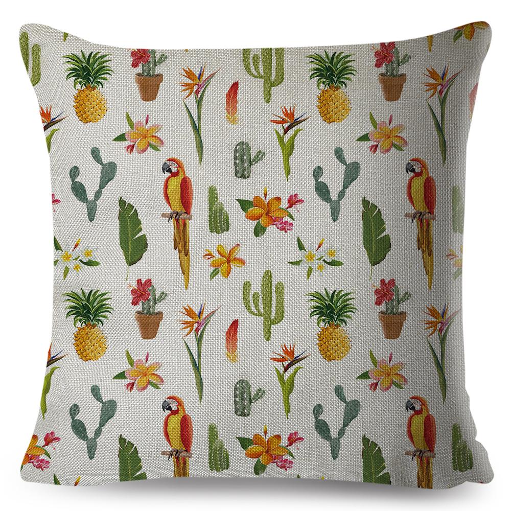 Scandinavian Style Cushion Cover Hand Drawn Cactus Floral Design Soft Square Pillow Gift Home Decor Xcm