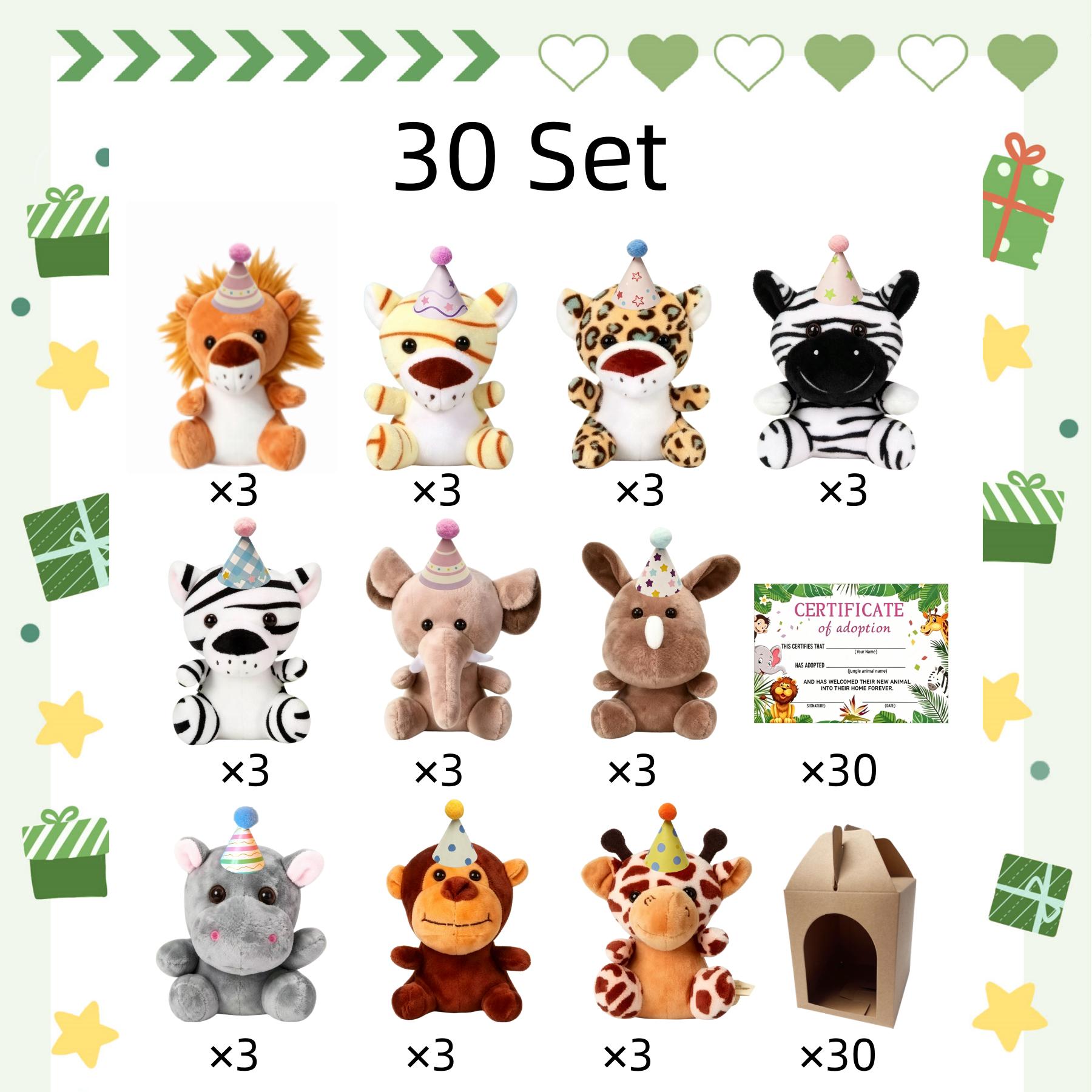 10-50 STUKS Adopteer een Dier Feestartikel Mini Safari Knuffeldier Bulk 12cm Speelgoed Jungle Dier Pluche Speelgoed Set Feestartikel Cadeau Decoratie