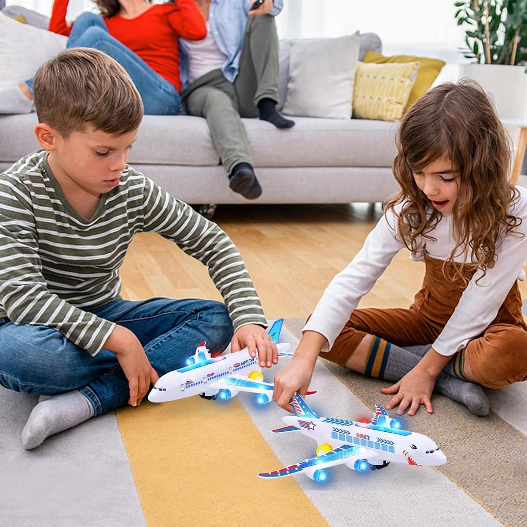 Kids Electronic Aeroplane Plaything With Music Autopilot Rotation Shiny Sound Plane Tank Helicopter Educational Plaything Present For Children