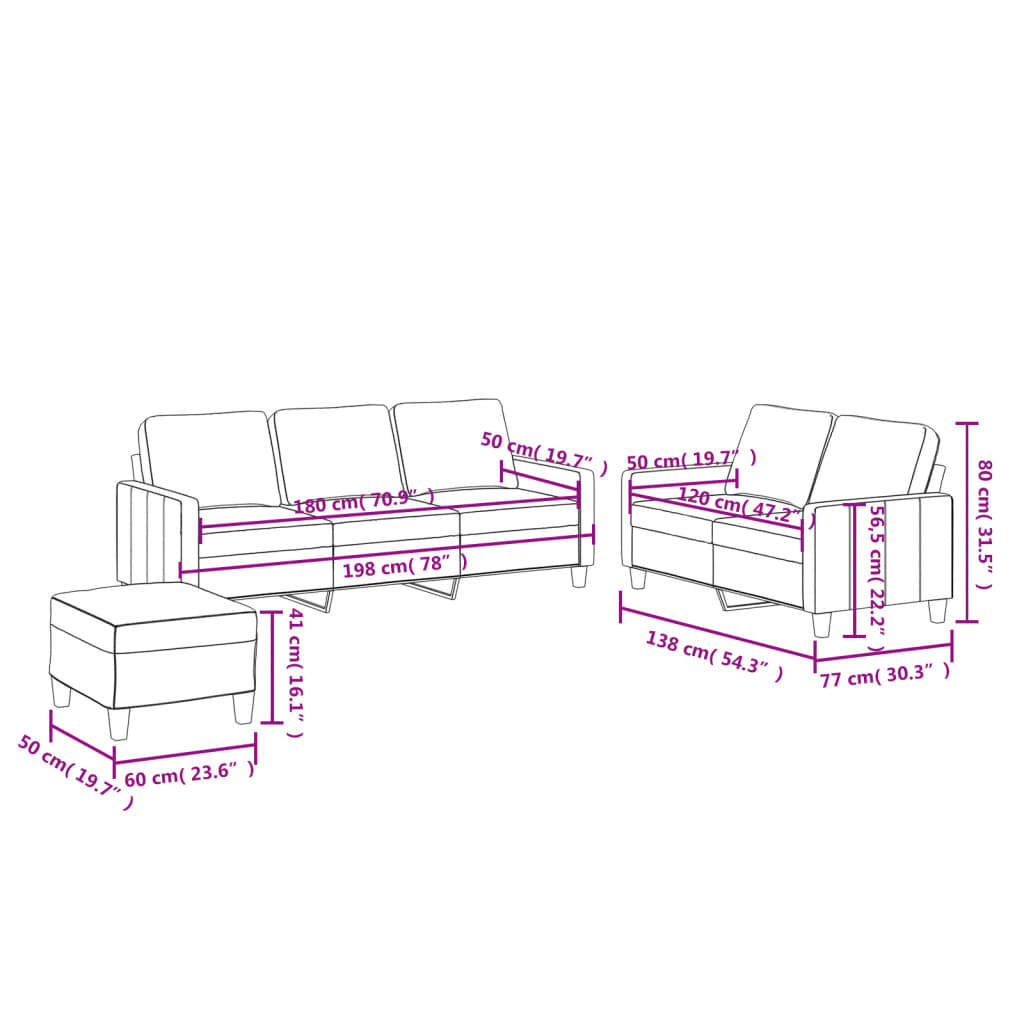 3 Piece Sofa Set with Cushions Black Artificial Leather