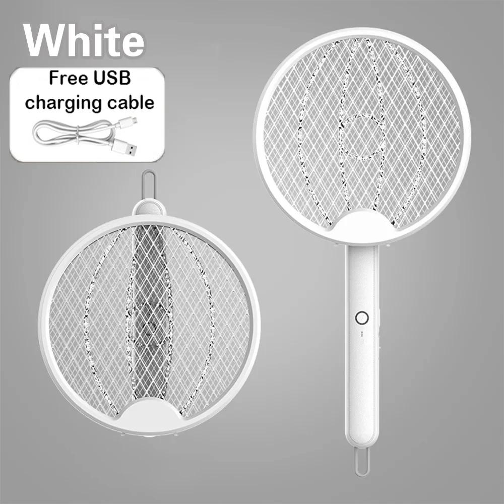 Electric Mosquito Swatter 3000V Foldable USB Rechargeable Handheld Bug Zapper with UV Light Trap for Indoor Outdoor Pest Control