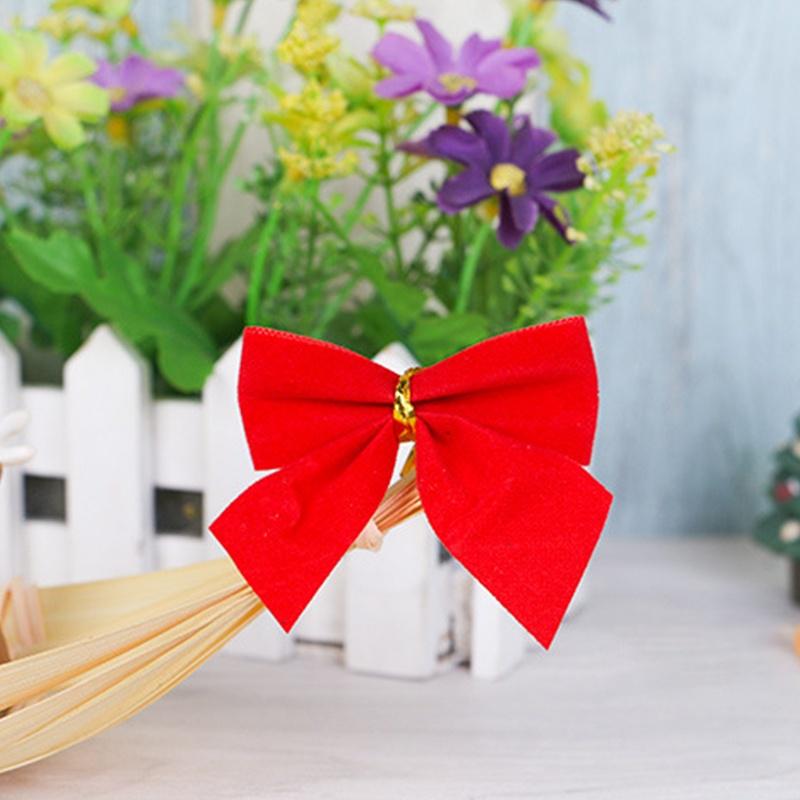 

12 шт., бант, украшение для рождественской елки, бант, подвесное украшение, рождественский подарок, сделай сам, декор, золотой, серебристый, красный 5cm красный