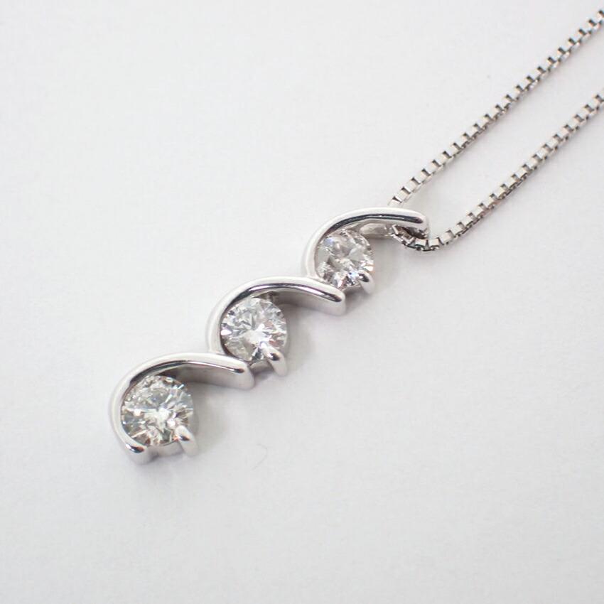 [Used] K18WG Diamond Pendant/Necklace/j55-44