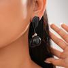 Y2K Black Acrylic Bead Long Pendant Earrings for Women Punk Ball Tassel Personality Earrings Fashion Party Gothic Jewelry