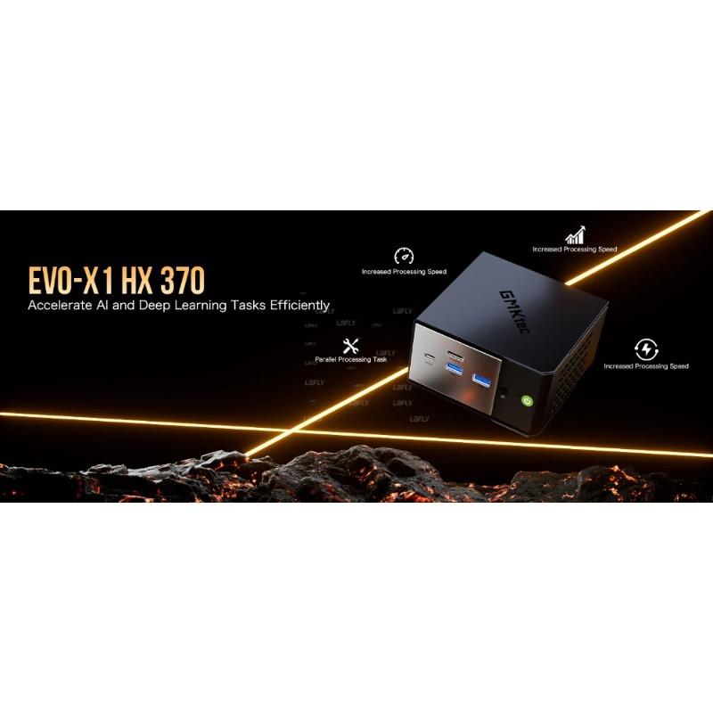 GMKtec EVO-X1 AMD Ryzen AI 9 HX370 Mini PC 12 núcleos 24 hilos 32GB LPDDR5 1TB SSD Ordenador Gaming PC con AMD XDNA 2 NPU Mini PC