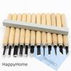 HappyHome 12-Piece Carving Knife Set with Whetstone, Storage Case, and Cleaning Cloth for Wood Carving and Woodworking