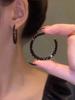 New Fashion Trend S925 Copper Needle Elegant and Exquisite Simple Black Crystal Round Earrings Female Zircon Gift Wholesale