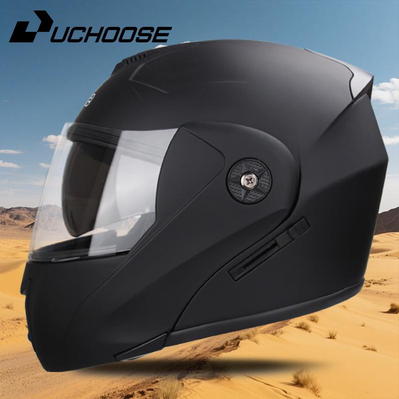 UCHOOSE New Motorcycle Helmet Full Face Racing with Double Sun Visor Women Man Flip Up Double Lens DOT
