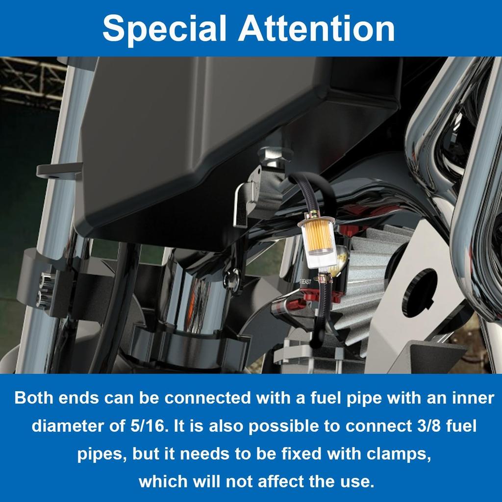 Smseace 4Pcs 5/16 Inch Fuel Filter Inline With 8Pcs Hose Clamps In Line Fuel Filter 5/16 Inch For Motorcycles, Car, Trucks 5/16 Inch Inline Fuel