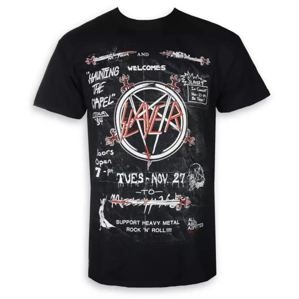 Slayer Logo Inspirierendes Print T-Shirt Lässiger Streetstyle Baumwoll-T-Shirt Geeignet für Metal-Fans