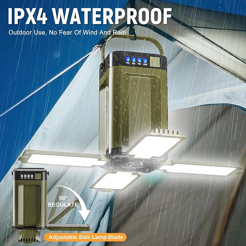 Solar Camping Light Rechargeable Portable LED Lights, with USB Charging, Waterproof IPX4