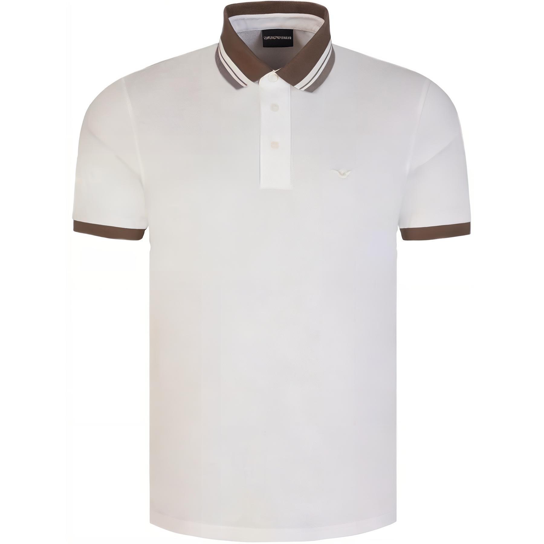 

Emporio Armani Striped Straight Fit Short Sleeve Polo Shirt Men tops White 6R1FB8-1JTKZ-01J4 L