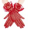 Women Black White Summer Uv-proof Driving Gloves Female Thin Fishnet Mesh Gloves Fashion Ruffle Full Finger Lace Mittens