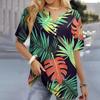 Women's T Shirt Print Button Short Sleeve Daily Weekend Fashion Basic V- Neck Regular Top