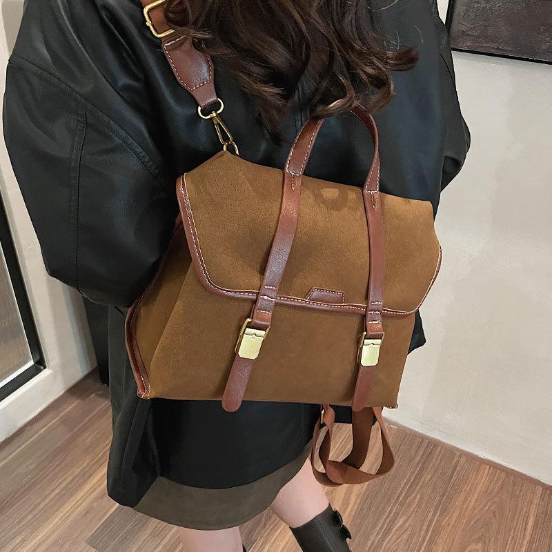 Niche backpack bag women's autumn new trendy frosted briefcase