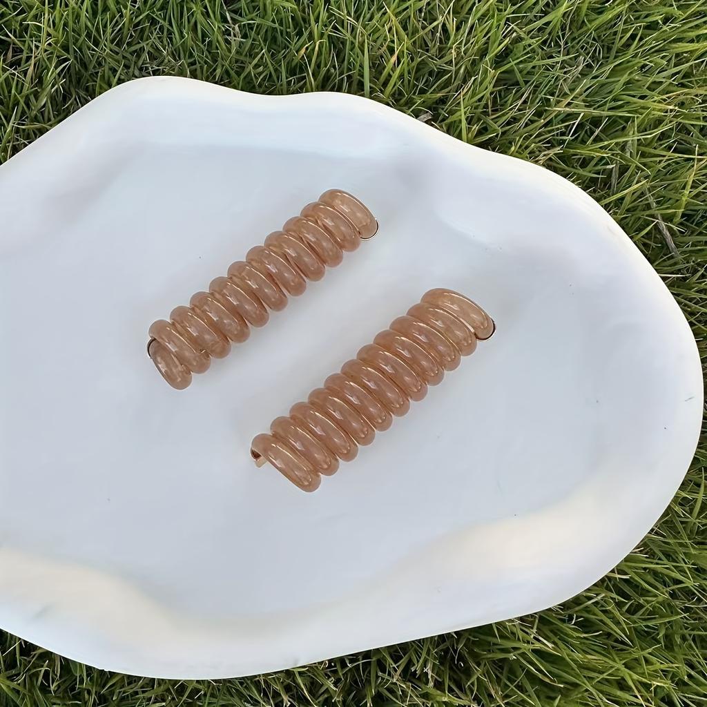 2pcs/set Spiral Hair Tie Resin Hair Tie Elastic Hair Rope Ponytail Holder Hair Accessories