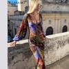 European And American New Sexy Women'S Printed Retro Lantern Sleeve Dress