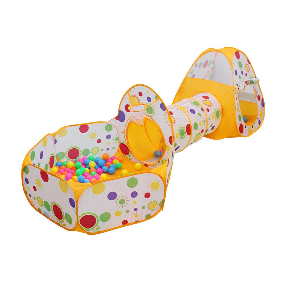 Extra-Large 3-in-1 Kids' Play Tent with Tunnel, Hoops & Ball Pit