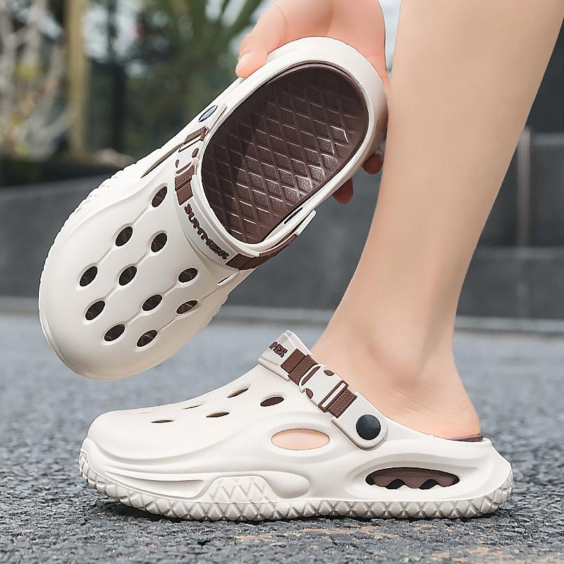 Summer new breathable non-slip sandals men's travel slippers seaside beach shoes comfortable bag head hole shoes