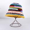 Popular Female Hat Knitting Bucket Hat Handmade Crochet Rainbow Fisherman Hat Women Girl Photo Beanie Warm Striped Cap