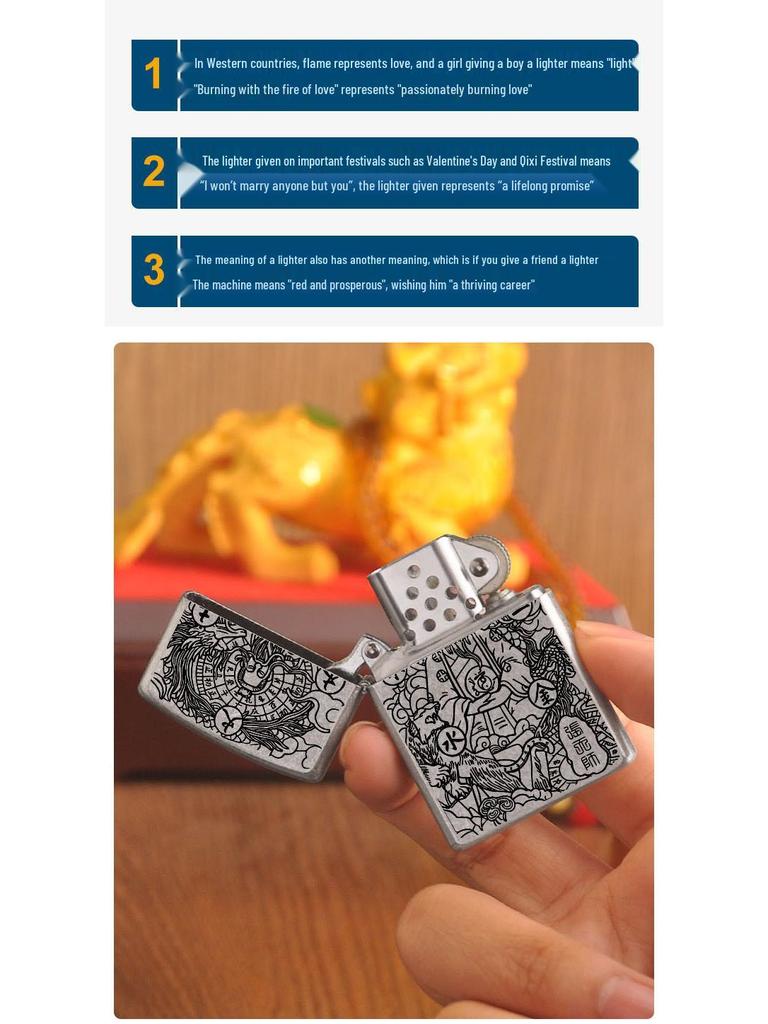 ZORRO Zhang Tianshi Series Windproof Kerosene Lighter: Thickened, Personalized Design - Perfect for Men's Gifts