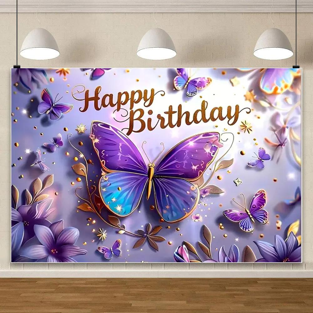 Beautiful Butterfly Flowers Photography Background Banner Party Decoration Girls Gift Baby Shower Birthday Backdrop Custom Props20