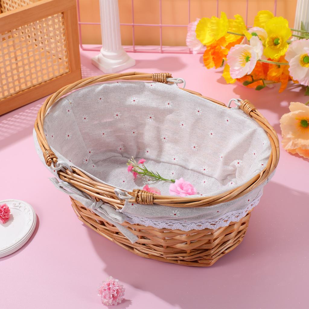 Rustic Handwoven Picnic Basket for Flower Dried Flowers Display Natural Woven Storage Basket Willow Design