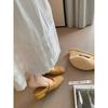 Sheepskin Grape Mother Baotou Slippers Women's Retro Woven Hollow Square Head One-word Thick Heel Muller Half-drag Empty Single Shoes