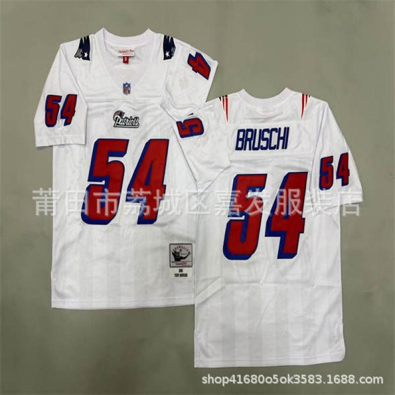 Retro American Football Jersey Mens Cotton T-Shirt Vintage Team Patriot 12 24 28 Short Sleeve Fall