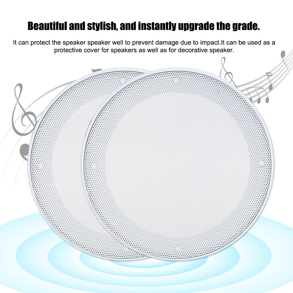 2PCS 5inch Mesh Protective Cover Sound Cover Speaker Loudspeaker Cover Decoration(White White)