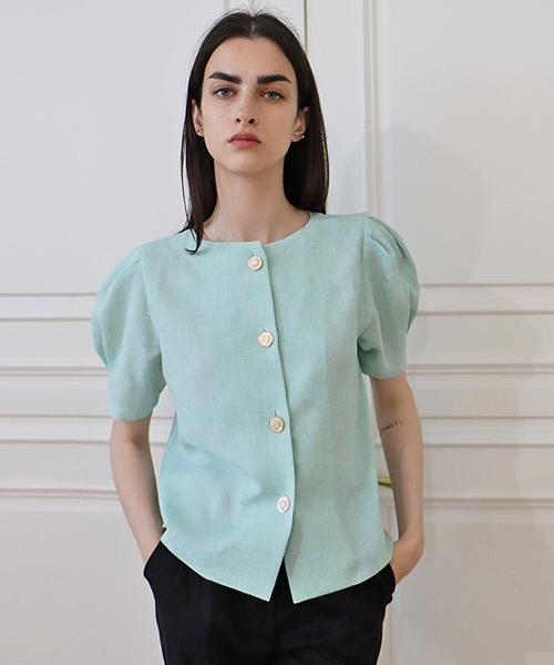 Demi Gnimonic Reversible Linen Mint Blouse_ Reversal Linen Mint Bl Mint/Free